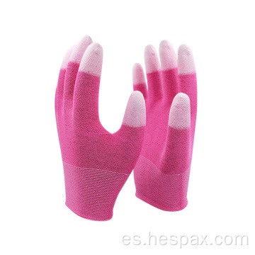 Hespax Hotsale PU recubierto de guantes de trabajo de alto impacto